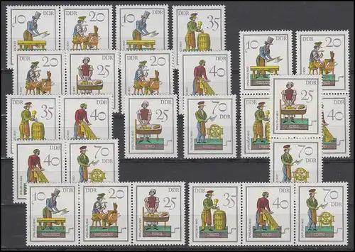 2758-2763 Jouets historiques, 9 tirages groupés et 6 timbres individuels, set **