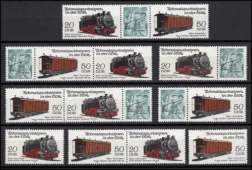 2792-2795 Chemins de fer - voies étroites 1983, 12 Impressions combinées + 4 Ezm, set **