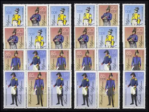 2997-3000 Historische Postuniformen 1986, 16 Zusammendrucke + 4 Ezm, Set **
