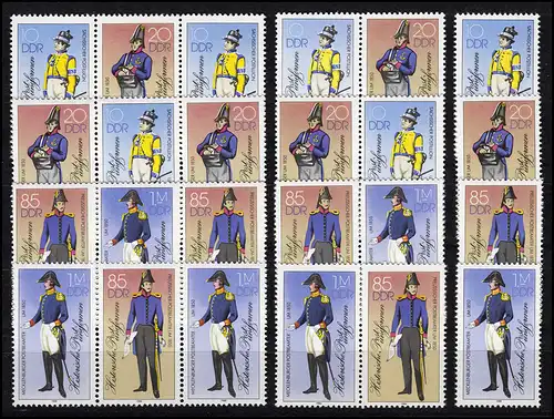 2997-3000 Uniformes postaux historiques 1986, 16 Impressions groupées + 4 Ezm, set **