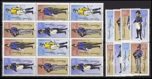 2997-3000 Historische Postuniformen 1986, 16 Zusammendrucke + 4 Ezm, Set **
