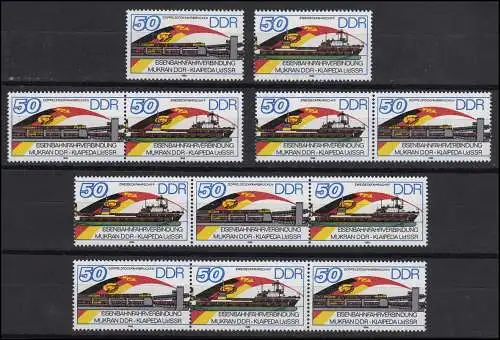 3052-3053 Eisenbahnfähre, 4 Zusammendrucke + 2 Ezm, Set postfrisch **