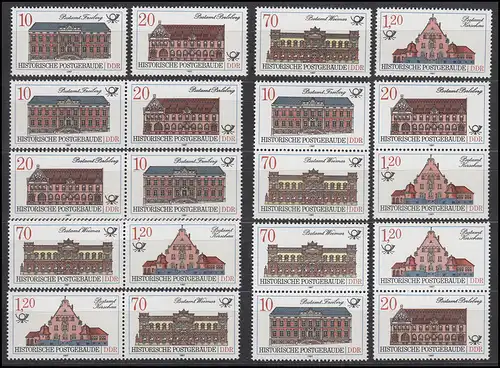 3067-3070 Bâtiment postal historique 1987, 16 ZD + 4 Ezm, set post-freease