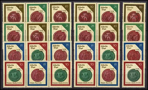 3156-3159 Historische Siegel, 16 Zusammendrucke + 4 Ezm, Set postfrisch **