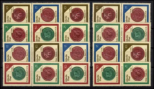 3156-3159 Historische Siegel, 16 Zusammendrucke + 4 Ezm, Set postfrisch **