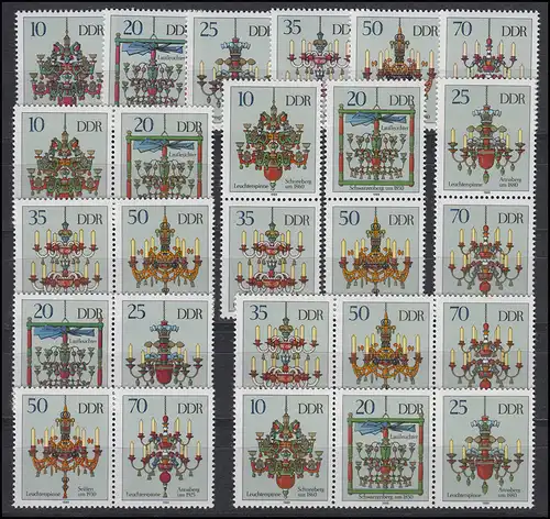 3289-3294 Weihnachten Kerzenleuchter, 9 ZD + 6 Ezm, Set postfrisch **