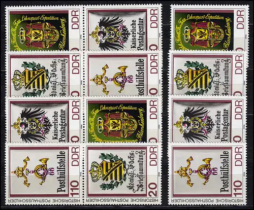 3306-3309 Panneau de poste historique 1990, 16 Impressions groupées + 4 Ezm, set **