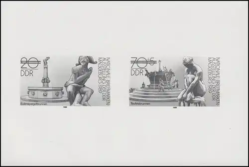 3265-3266 S Schwarzdruck der DDR Magdeburg 1989 Briefmarkenausstellung