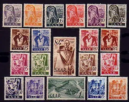 206-225 francs 1947, 20 valeurs, ensemble ** frais de port / MNH