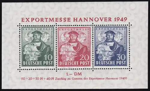 Block 1a Hannover Foire 1949, frais de port ** / MNH