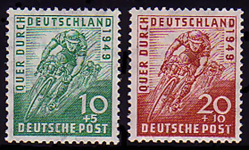 106-107 Radrennen 1949 - Satz, zwei Marken postfrisch **