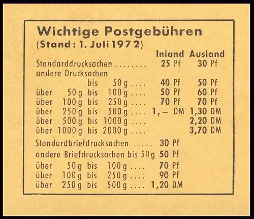 18a MH Prévention des accidents 1972, RLV II, frais de port **