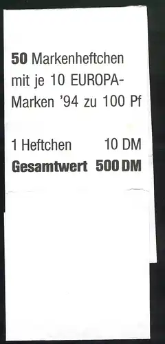 30 MH Europa/CEPT 1994, Banderole für 50 MH