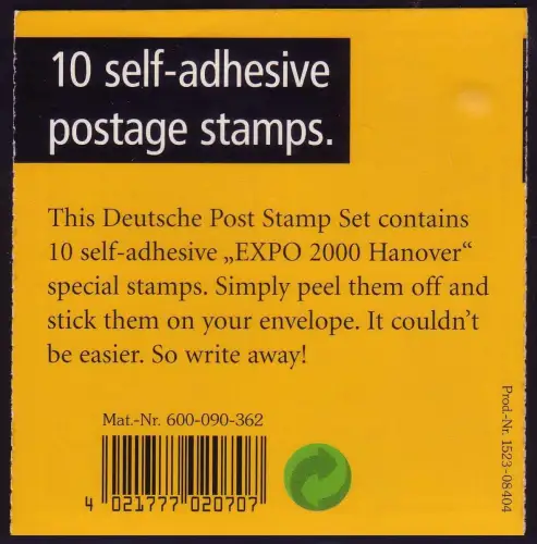 40 MH EXPO 2000, référence du produit sur le dos du couvercle, frais de port **