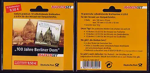 57Ba MH Berliner Dom 2005 - sous plaquette thermoformée avec des informations sur les frais **