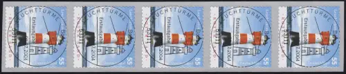 2413 Leuchtturm sk, 5er-Streifen mit GERADER Nummer, ESSt Bonn