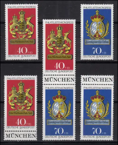 766-767 aus Block 9 IBRA München 1973, 3 ZD mit ZF + 2 Ezm, Zusammendruck-Set **