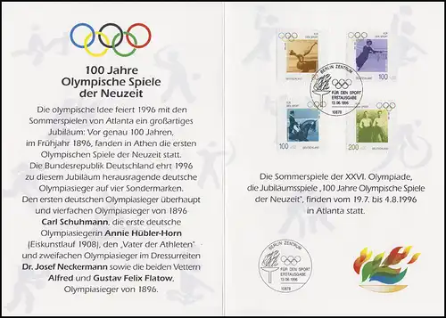 1861-1864 Sporthilfe 1996: 100 Jahre Olympia - EB 1/1996