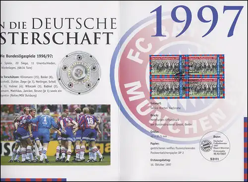 1958 Champion de football FC Bayern Munich - EB 4/1997