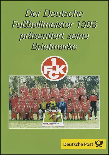 2010 Champion de football 1. FC Kaiserslautern - EB 4/1998