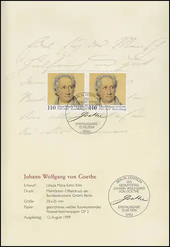 2073 Johann Wolfgang von Goethe 1999 - EB 4/1999