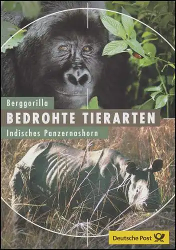 2182-2183 Animaux menacés: gorille de montagne et rhinocéros tank indien - EB 2/2001