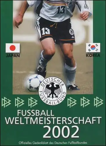 2258-2259 Fußball-WM 2002 - Gedenkblatt  mit 6 Gemeinschaftsausgaben & Bund 2091