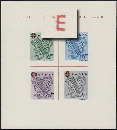 Block 2 Baden Rotes Kreuz Type II/IV (*) original, wie verausgabt