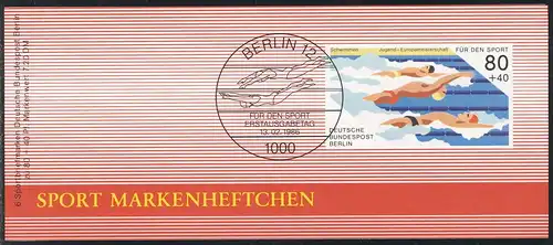 Sport 1986 Rückenschwimmen 80 Pf, 6x751, postfrisch