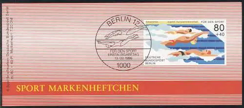 Sport Rückenschwimmen 1986 80 Pf, 6x751, ESSt Berlin