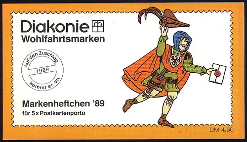 Diakonie/Wofa 1989 Postbeförderung & Briefbote 60 Pf, 5x852, postfrisch