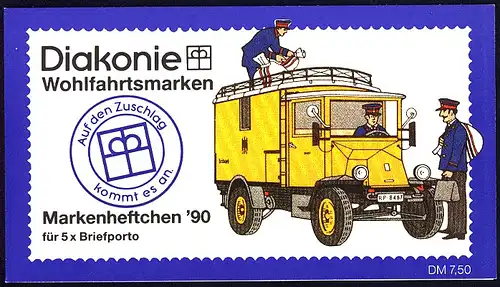 Diakonie/Wofa 1990 Elektro-Paketzustellwagen 100 Pf, 5x878, postfrisch