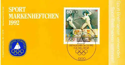 Sport 1992 Fechten - Damen-Florett 60 Pf, 6x1592, postfrisch
