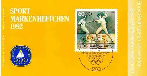 Sport 1992 Fechten - Damen-Florett 60 Pf, 6x1592, postfrisch