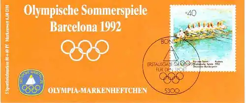 Sport 1992 Rudern - Achter 80 Pf, 5x1593, postfrisch