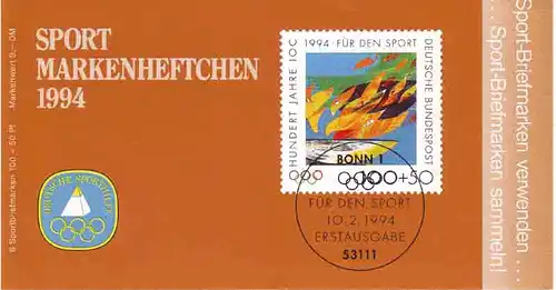 Sport 1994 Olympia - Feu olympique 100 Pf, 6x1719 ESSt Bonn