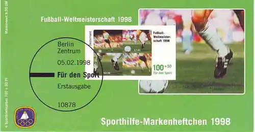 Sport 1998 Fußball-WM Frankreich 100 Pf, 4x1968, postfrisch