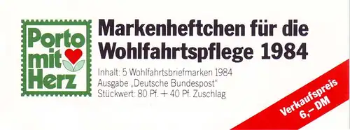 BAGFW/Wofa 1984 Orchideen - Violetter Dingel 80 Pf, 5x1227, ESSt Bonn