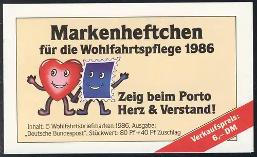 BAGFW/Wofa 1986 Kostbare Gläser - Pokal 80 Pf, 5x1298, ESSt Bonn