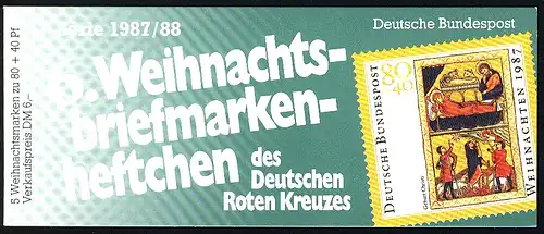 DRK/Weihnachten 1987/88 Geburt Christi 80 Pf, 5x1346 6.MH ESSt Bonn