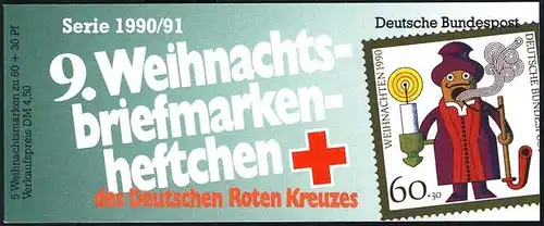 DRK/Weihnachten 1990/91 Räuchermännchen 60 Pf, 5x1485 9.MH **