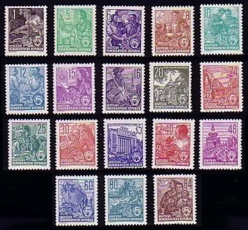 405-422 Plan quinquennal 1953, jeu d'impression de livres 18 valeurs post-frais ** / MNH