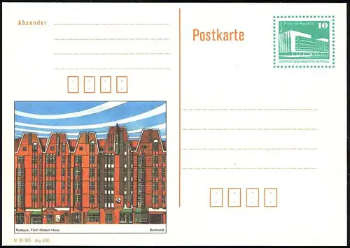 P 91 Rostock: Fünf-Giebel-Haus 10 Pf, postfrisch