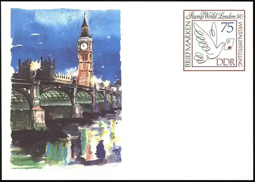 P 105 Exposition Stamp World London 1990 75 Pf, frais de port
