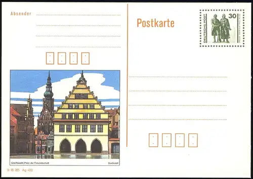 P 109/1 Goethe/Schiller: Greifswald 1990 30 Pf, post-fraîchissement