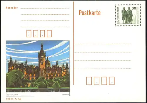 P 109/3 Goethe/Schiller: Schloß Schwerin 1990 30 Pf, postfrisch