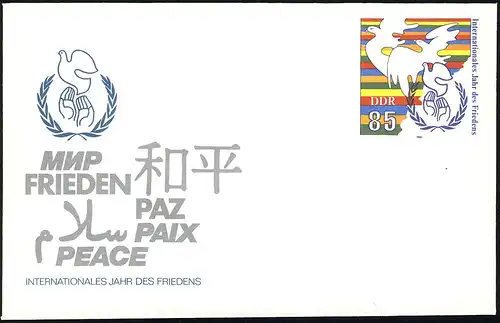 U 5 Jahr des Friedens & Friedenstaube 1986 85 Pf, postfrisch