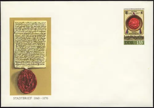 U 11 Leipzig Salon du printemps et lettre de ville 1990 1,35 M, frais de port
