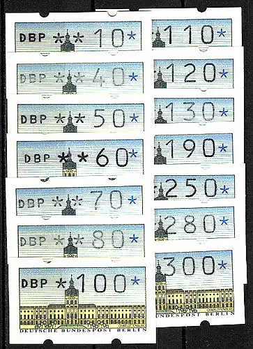 ATM Berlin, 14 valeurs VS1 10-300 Pf, avec numéro de comptage, ensemble ** frais de port