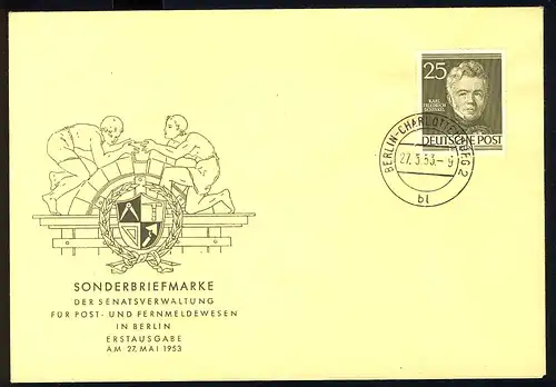 98 Hommes de Berlin 25 Pf. Karl Friedrich Schinkel - FDC officiel